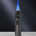 Fire Blaze Lighter,2024 New Fire Blaze Electric Lighter,Blaze Flame Lighters,Bright Blaze Torch Lighter,Powerful Adjustable Flame Dual-Arc Torch Lighter,Windproof Lighter for Baking Outdoor (Black C)