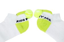 Tennis Socks for Women - Funny Tennis Socks with Tennis Ball Pompom - Great Gift for Tennis Players White, Green One Size, White, Green, One Size