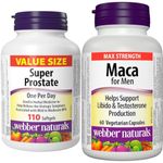 Webber Naturals Super Prostate, 110 Softgels, Helps Relieve Urological Symptoms, Comprehensive Formula Containing Saw Palmetto & Maca for Men, 60 Capsules, Vegan