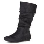 Journee Collection Womens Regular Size and Wide-Calf Slouch Mid-Calf Microsuede Boots Black, 8.5 Wide Calf US