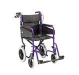 DAYS Escape Lite Wheelchair, Attendant Propelled Lightweight Aluminium with Folding Frame, Mobility Aid, Comfy and Sturdy, Portable Transit Travel Chair, Removable Footrests, Standard Size, Purple