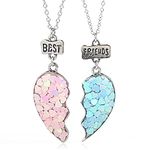 Best Friend Necklaces for 2 girls Cute Friendship Necklace Sister Matching Heart Pendant Necklaces Gifts for Friends 2Pcs