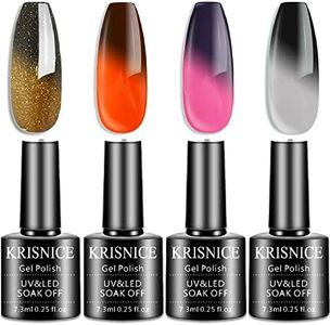 KRISNICE Color Changing Gel Nail Polish Gift Set Brown, pink, and black, and white Glitter Mood Chameleon Halloween Fall Colors Soak Off UV LED Thermal Temperature Art Manicure Kit Varnish (KWB006)