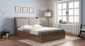 Royal Interiors Engineered Wooden King Size Bed with Mattress with Box Storage | Hydraulic and Headboard Storage for Bedroom Furniture | Palang for Living Room | Wood Double Bed Cot with Box Storage