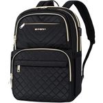 EMPSIGN Laptop Backpack Purse for Women and Men with USB Charging Port, 15.6 Inch Travel Water Resistant Quilted Backpack, High-Capacity 30L Work Business Computer Backpack, Quilted Black