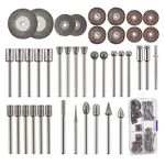 Cedilis 43-Pack Stone Carving Set - 26 Diamond Burr Bits, 10 Impeller, 4 Diamond Cutting Wheel, 3 Metal Mandrel, Polishing Rotary Tools for Stone, Rocks, Jewelry, Glass, Ceramics Rotary Tools