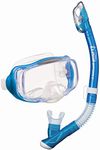 Tusa Imprex 3D Snorkelling set, mask, dry snorkel adults, silicone transparent/ fishtail blue