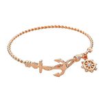 Rosemarie Collections Women's Nautical Anchor Thin Bangle Bracelet (Rose Gold Tone)