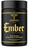 Ambrosia Ember™ Thermogenic Fat Burner & Appetite Support Supplement Pills for Healthy Weight Management, Appetite Support for Men and Women with CapsiMax™, African Mango, and CoQ10