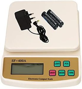 LAXMI GOLD Kitchen Scale Multipurpose Portable Electronic Digital Weighing Scale | Weight Machine With Back light LCD Display | White |10 kg | SF400A With Adopter