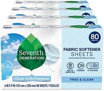 Seventh Generation Dryer Sheets Fabric Softener Free & Clear Fragrance Free 80 Sheets (Pack of 4)