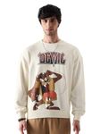 The Souled Store Men Official Looney Tunes: Taz The Devil Oversized Sweatshirts Beige