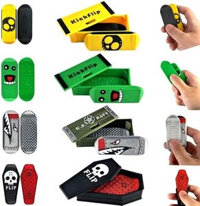 4PCS 3D Printed Kickflip Magnetic Fidget Set for Adults,Mini Flipping Fingerboard Skateboard Fidget Slider with Storage Box Desk Toys