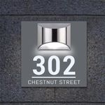 House Numbers Plaques with Solar Lights,Personalised Square House Signs for Outside LED Light Modern Residential Address Plaque Outdoor House Number Street Name Door Plates (Grey and White)