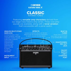 BOSS Katana-Mini X 10W Guitar Amplifier – Portable Practice Amp