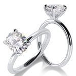 1.5 Carat Oval Cut Moissanite Engagement Ring for Women 925 Sterling Silver Solitaire Rings D Color Lab Created Diamond Promise Wedding Ring for Her Size 7