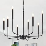 JDfeiFFF 8 Light Black Chandelier, Modern Farmhouse Chandelier for Dining Room Lighting Fixture Hanging, Industrial Candle Chandeliers Ceiling Pendant Light for Living Room, Kitchen, Bedroom, Entryway