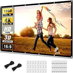 Projector Screen 150 inch, Taotique 4K Movie Projector Screen 16:9 HD Foldable and Portable Anti-Crease Indoor Outdoor Projection Double Sided Video Projector Screen for Home, Party, Office, Classroom