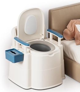 AKIMRABY Bedside Commode, Upgraded Safety Commode Toilet for Elderly and Disabled, Potty Chair for Adults with Detachable Armrest, 16.3" Seat Width, 500lbs Heavy Duty - Bedside Commodes for Seniors