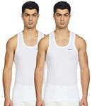 Rupa Frontline Men's White Bamboo Cotton Vest - Pack of 2 (White, M)