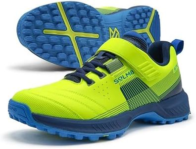 SOLM8 S70 Cricket Shoes for Men – Rubber Cleats for Turf & Grass, Secure-Fit Strap, Gel Cushion Insole, Reinforced Toe Guard – Bowler Performance Footwear Lime Navy