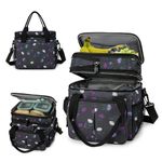 MOV COMPRA Lunch Bag for Women Men Double Deck Lunch Box,Expandable Large Lunch Bags,Leakproof Lunch Box Cooler Bag (Purple Flower)