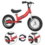 Qiani Balance Bike 2 in 1 for Toddlers,Kids 2 3 4 5 6 7 Years Old,Balance to Pedals Bike,12 14 16 inch Kids Bike,with Pedal kit,Stabilisers,Brakes(red, 14 inch)