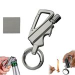 Permanent Match Infinity Lighter with Multitool Keychain, 3 in 1 Keychain Lighter, Waterproof Matches for Outdoor Survival, Men Gifts (Silver)
