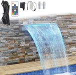 YITAHOME 48" Pool Fountain Stainless Steel Pool Waterfall with 7 Colors LED Light Changing Remote for Spillway, Swimming Pool, Outdoor Garden Decorations