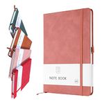 A5 Notebook, Notebook A5 Note Book Note Pad Journal Notebook A5 Notepad PU Leather Notebook for Office School Home Business Writing & Note Taking 200 Pages (100 Sheets)-Pink