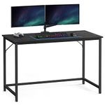 VASAGLE Computer Desk, Small Office Desk and Workstation, Work Desk for Home Office, Study, Bedroom, 60 x 120 x 76 cm, Industrial Style, Metal Frame, Black with Wood Grain LWD039B56