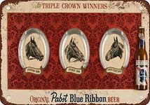 NNHG Tin Sign 8x12 inches 1949 Triple Crown Horse Racing Winners and Pabst Beer Tin Sign