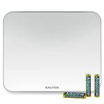 Salter 9204 WH3R Ghost Electronic Bathroom Scale – Compact Body Weight Scales, 180 KG Max Capacity, Hidden Until Lit Display, Step on for Instant Readings, Toughened Safety Glass, Carpet Feet, White