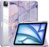 ProElite for iPad Air 11 Inch Case M2 2024, iPad Air 10.9 inch 5th/4th Gen & iPad Pro 11 inch 4th/3rd Gen 2022 case cover, Transparent Smart Flip Cover with pencil holder, Marble Purple