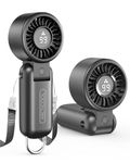 ARCTICOOL Portable Fan Mini USB Rechargeable 5-Speed Mini Fan with Digital Display, 2000mAh Battery, Hanging Neck Fan | Foldable Desktop/Handheld Design with Hook for Makeup, Outdoor, Travel (Black)