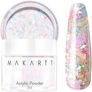 Makartt Acrylic Powder,2oz Glitter Acrylic Nail Powder for Extension,Professional Shiny Nail Acrylic Powder for Acrylic Nails,Nail Powder for Carving French Nails,3D Acrylic Powder For Nails