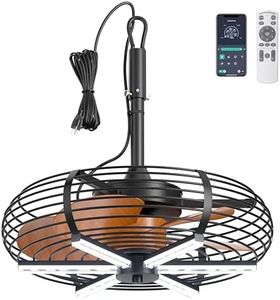 Coolbull 20'' Outdoor Ceiling Fan with Light, Wet Rated Gazebo Fan, Plug in Ceiling Fan, Hanging with Hook, Remote&APP, 6 Speeds, with Wood Blades