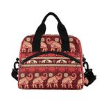 ALAZA Lunch Bags for Women Girls Boys, Boho Elephants Insulated Lunch Box with Shoulder Straps and Handle, Crossbody Tote Lunch Bag for School Office