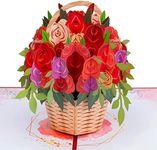 Paper Love Valentines Day Pop Up Card, 3D Love Basket - 5" x 7" Cover - Includes Envelope and Note Card