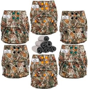 Bunii Cloth Diaper 6-Pack - Reusable Adjustable Pocket Diaper (Camo)