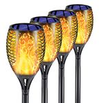 EOYIZW Solar Tiki Torches with Flickering Flame, (4 Pack) 99 LED Flame Torch Lights Outdoor Landscape Decoration Lighting Dusk to Dawn Auto On/Off Security Torch Light for Driveway Yard Patio