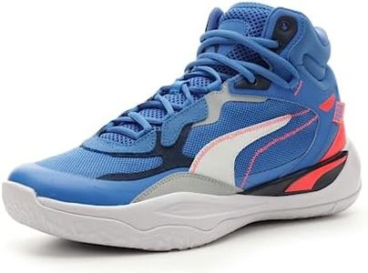 PUMA Mens Playmaker Pro Mid Basketball, PUMA Mens Black-Persian Blue-Fire Orchid-Ultra Blue, 10.5