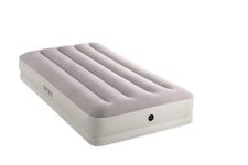 Intex 64177E Dura-Beam Standard Prestige Mid-Rise Air Mattress: Fiber-Tech – Twin Size – Quickfill USB Air Pump – 12in Bed Height – 300lb Weight Capacity