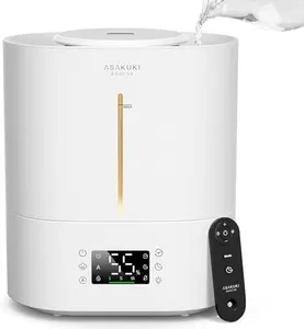 ASAKUKI Humidifiers for Bedroom Home, 4L Top Fill Ultrasonic Cool Mist Humidifiers for Baby Nursery & Plants Indoor, Adjustable Humidity Control, Auto Mode, Quiet Sleep Mode, Humidifier Tank Cleaner