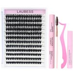 Eyelash Extension Kit Lash Clusters Kit Lash Bond and Seal Waterproof Lash Tweezers Individual Lashes Kit DIY Lash Extension Kit for Beginners Eyelash Glue Remover Lash Brush (Set 50D-0.07D-9-16Mix)