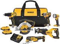 DEWALT 20V MAX 6 Tool Brushless Kit, Drill, Impact Driver, Circular Saw, Recip Saw, OSC Tool & Work Light (DCK628D2)