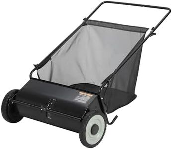 26-Inch Push Lawn Sweeper, 7 Cu. Ft. Hopper Capacity Leaf & Grass Collector with 4 Spinning Brushes, Adjustable Height, for Grass Clippings, Leaves & Debris, Black