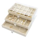 Terafeels Jewellery Box Acrylic Jewellery Storage Clear Jewellery Organiser Box Display Case Jewellery Gift Boxes for Women LadiJewellery Box es Girls Gift - 9.3 x 5.3 x 4.2 Inch (1503)