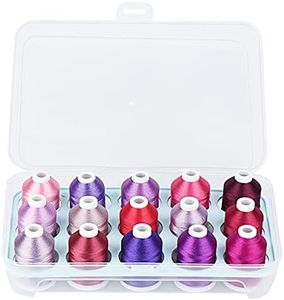 Simthread Machine Embroidery Thread with Storage Box 1000M (1100Y) Polyester 20 Options 15 Spools Set for Embroidery Sewing Machine (Purple)