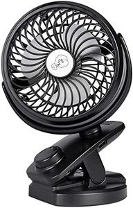 IREENUO USB Clip on Fan, Rechargeable Pram Fan 5000mAh Battery Fan for Buggy (Black)